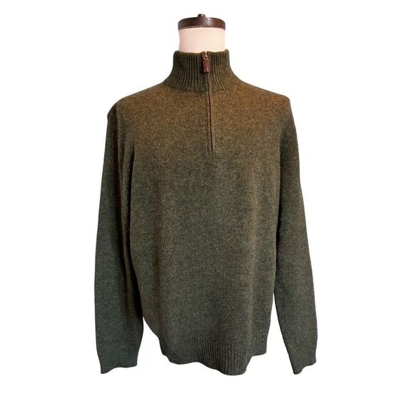 POLO Ralph Lauren 100% Lambs Wool Pullover Sweater 1/4 Zip Heather Green XL - Picture 2 of 6